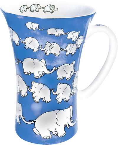 Chain of elephants - blue - mega mug