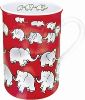 Chain of elephants - red - mug