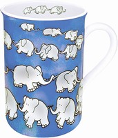 Chain of elephants - blue - mug