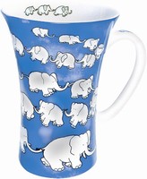 Chain of elephants - blue - mega mug