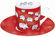 Chain of elephants - red - espresso