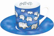 Chain of elephants - blue - espresso