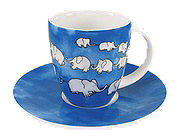 Chain of elephants - blue - c.m.mug
