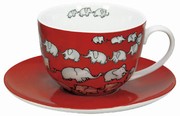 Chain of elephants/red - hrnek na k�vu s ml�kem