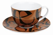 Script black on brown - c.au lait
