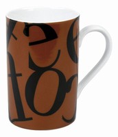 Script black on brown - mug