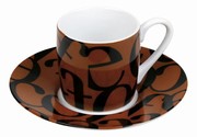 Sript black on brown - espresso