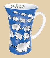 Chain of elephants - blue - mega mug